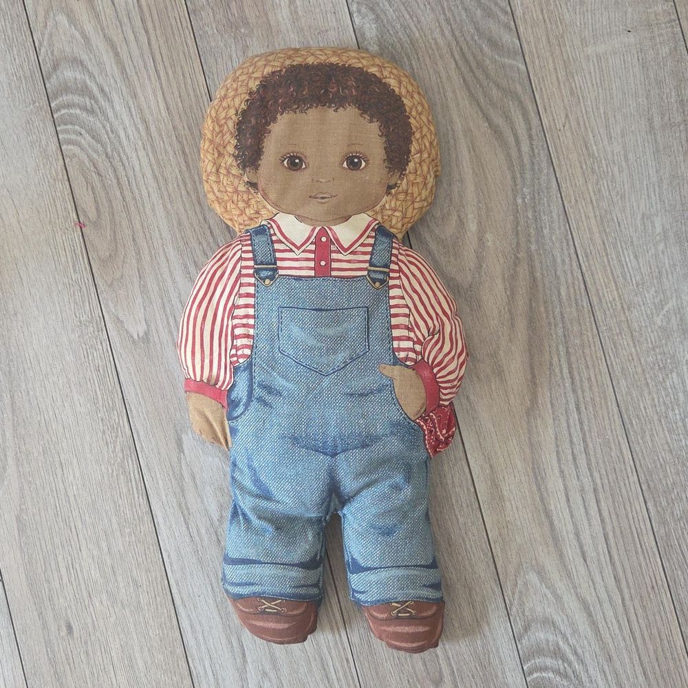 Cranston Print Works Boy Overalls Amos Cloth Rag Doll Vintage Overalls Amos 17"
